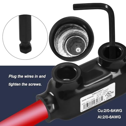 2 Pcs Insulated Multi-Tap Connectors, 2/0-6 AWG, 2 Port, Rated Up to 600V,