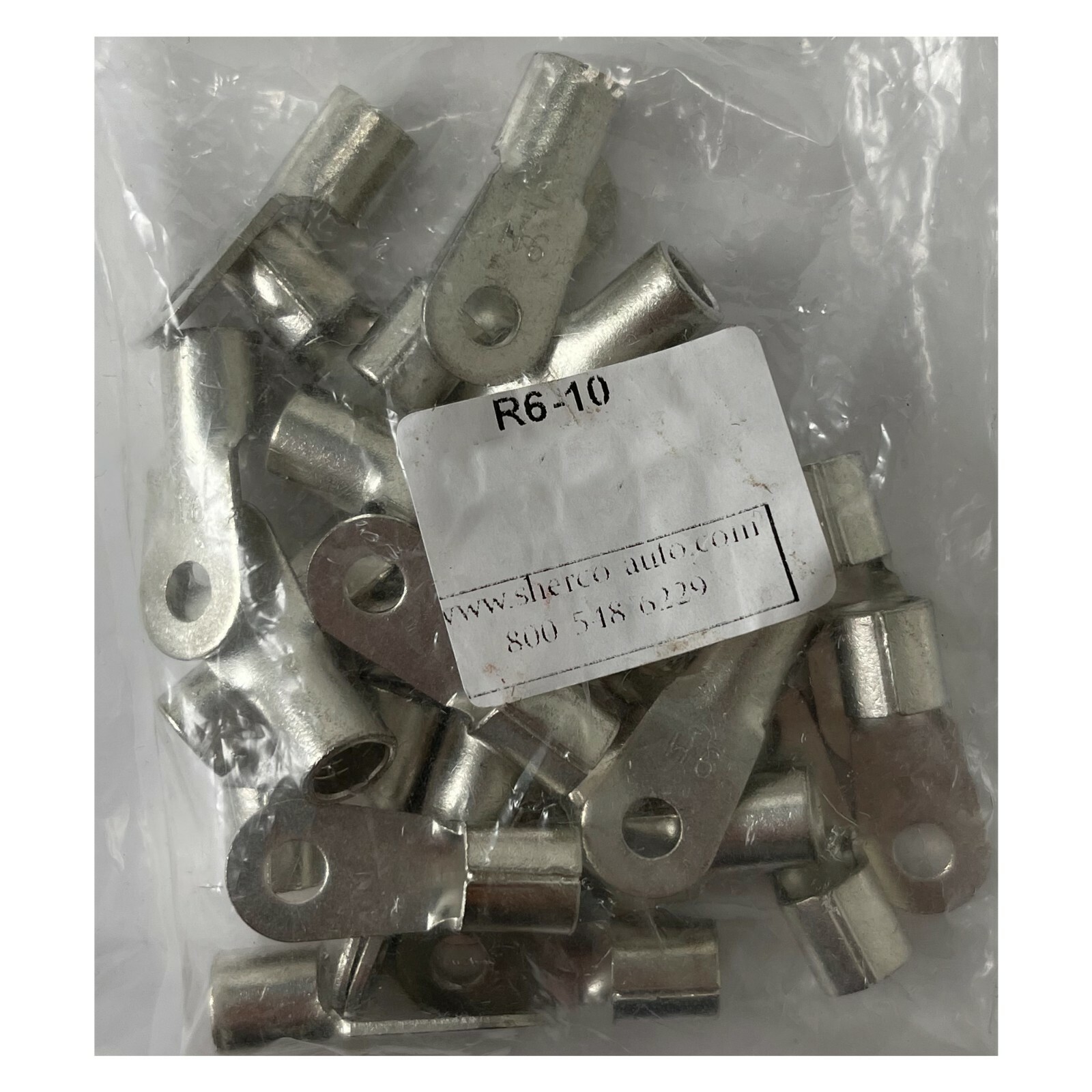 (25) Non-Insulated 6 Gauge #10 Ring Terminal Uninsulated Bare Wire Connector USA