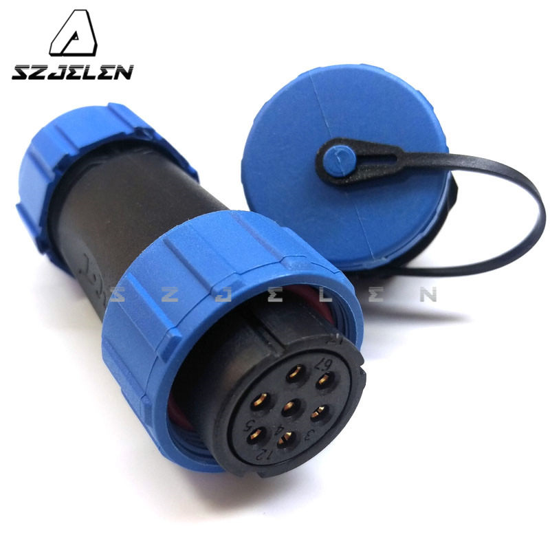 SP21 7pin waterproof connector,15A power wire cable connector male and female