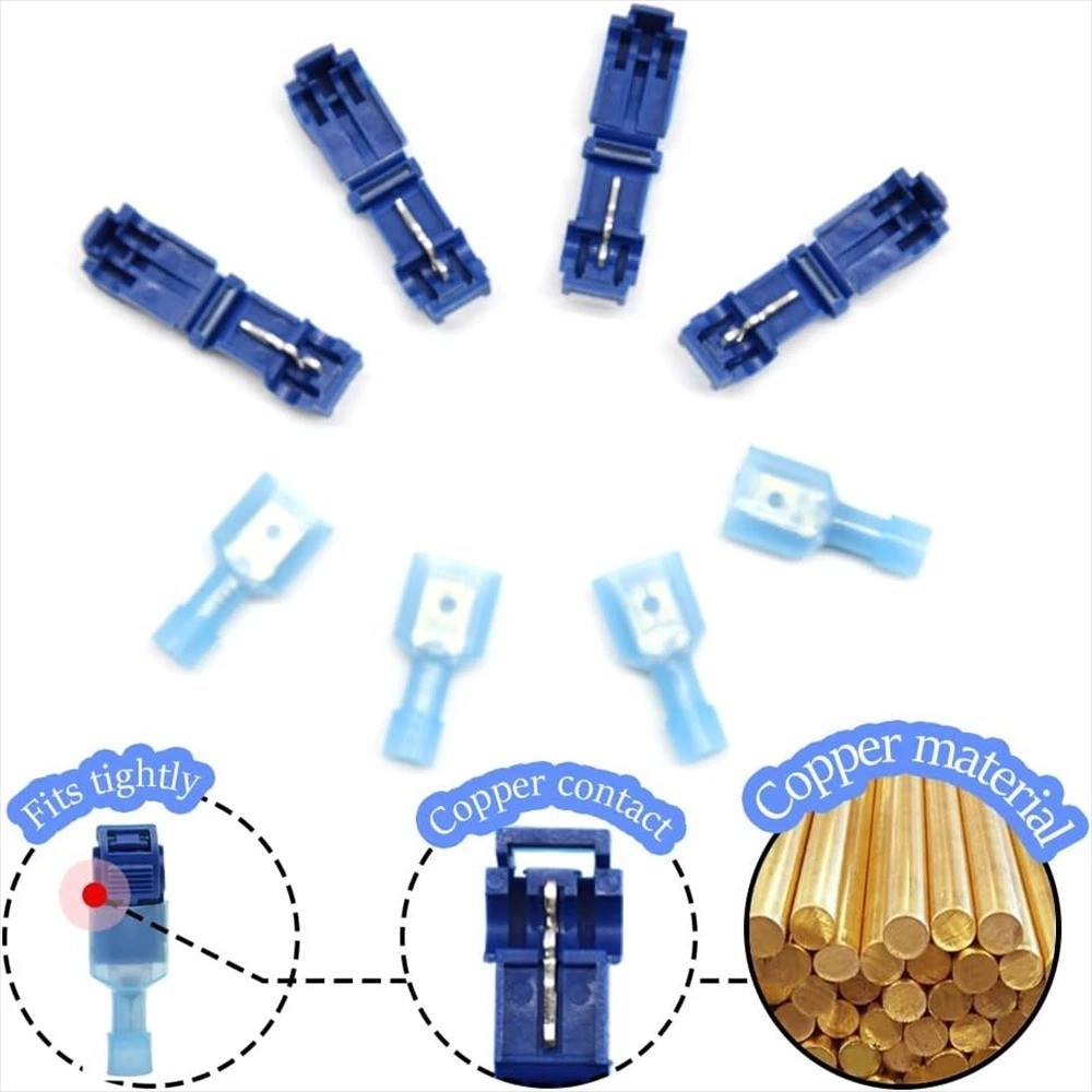 50PCS T-Tap 16-14AWG Wire Terminals Cable Quick Splice Crimp Connectors Kit