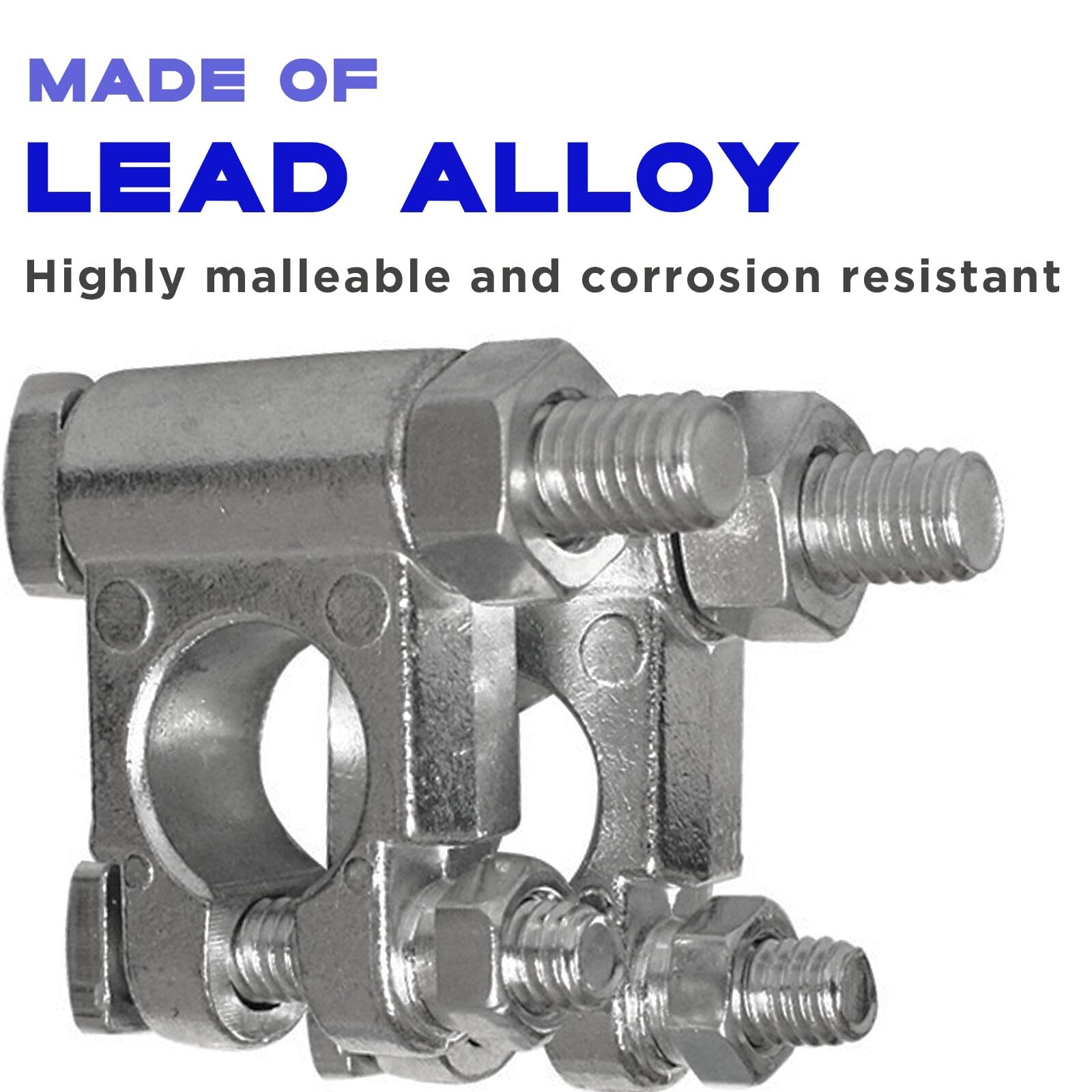 Battery Terminal Connector Heavy Duty Top Post Marine Ends Clamp Set Lead Alloy