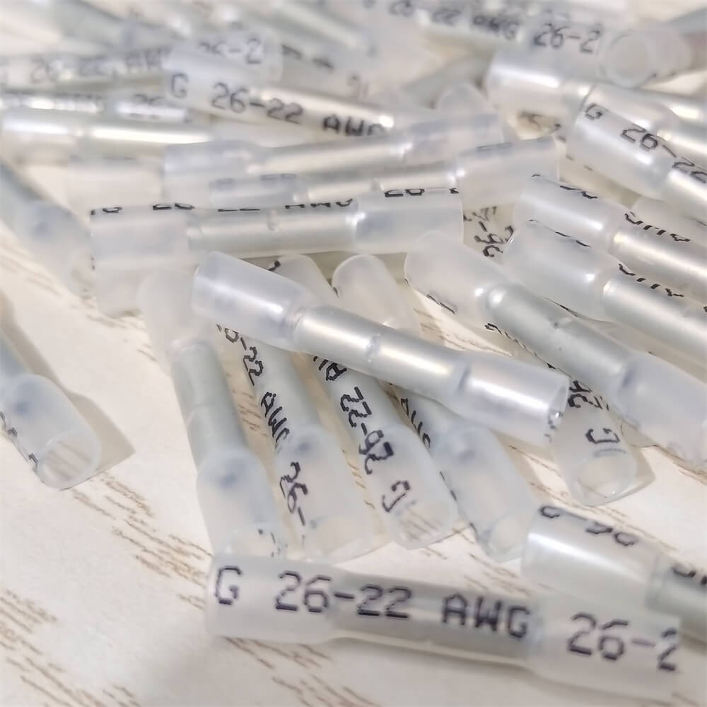 50Pcs Clear 26-22AWG Insulated Crimp Splice Terminal Heat Shrink Butt Connectors