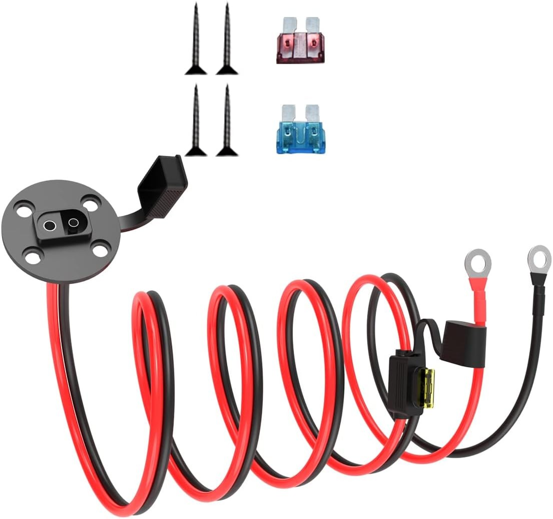 14AWG SAE Power Socket to O Ring Cable &Fuse for Solar Generator Battery Charger