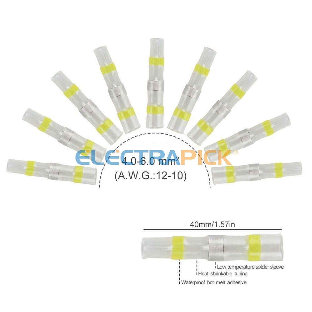 340 PCS Waterproof Solder Seal Sleeve Heat Shrink Butt Wire Connectors Terminals