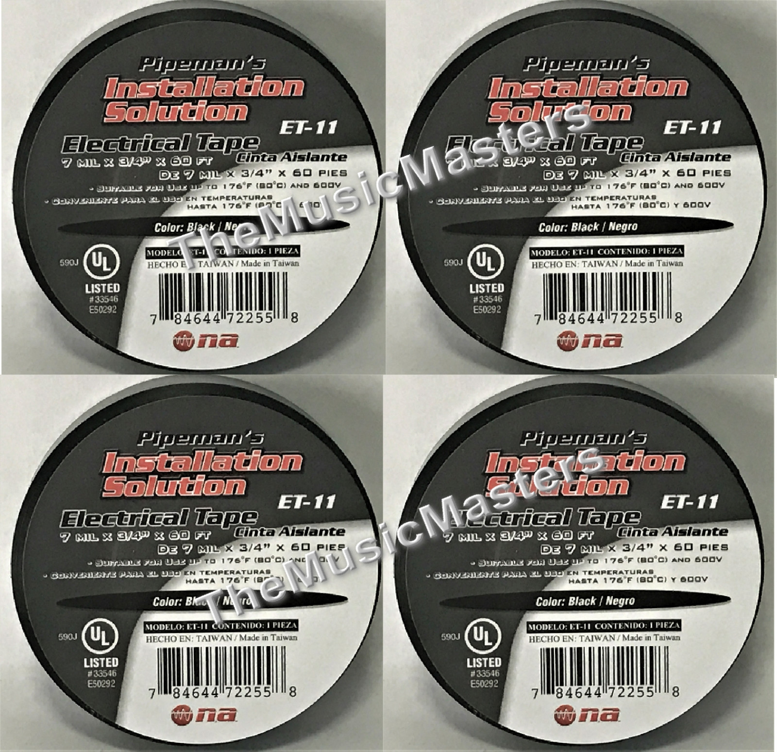 4X Rolls HQ Black ELECTRICAL TAPE Pro Installers Wire Cable Connector Wrap 60ft
