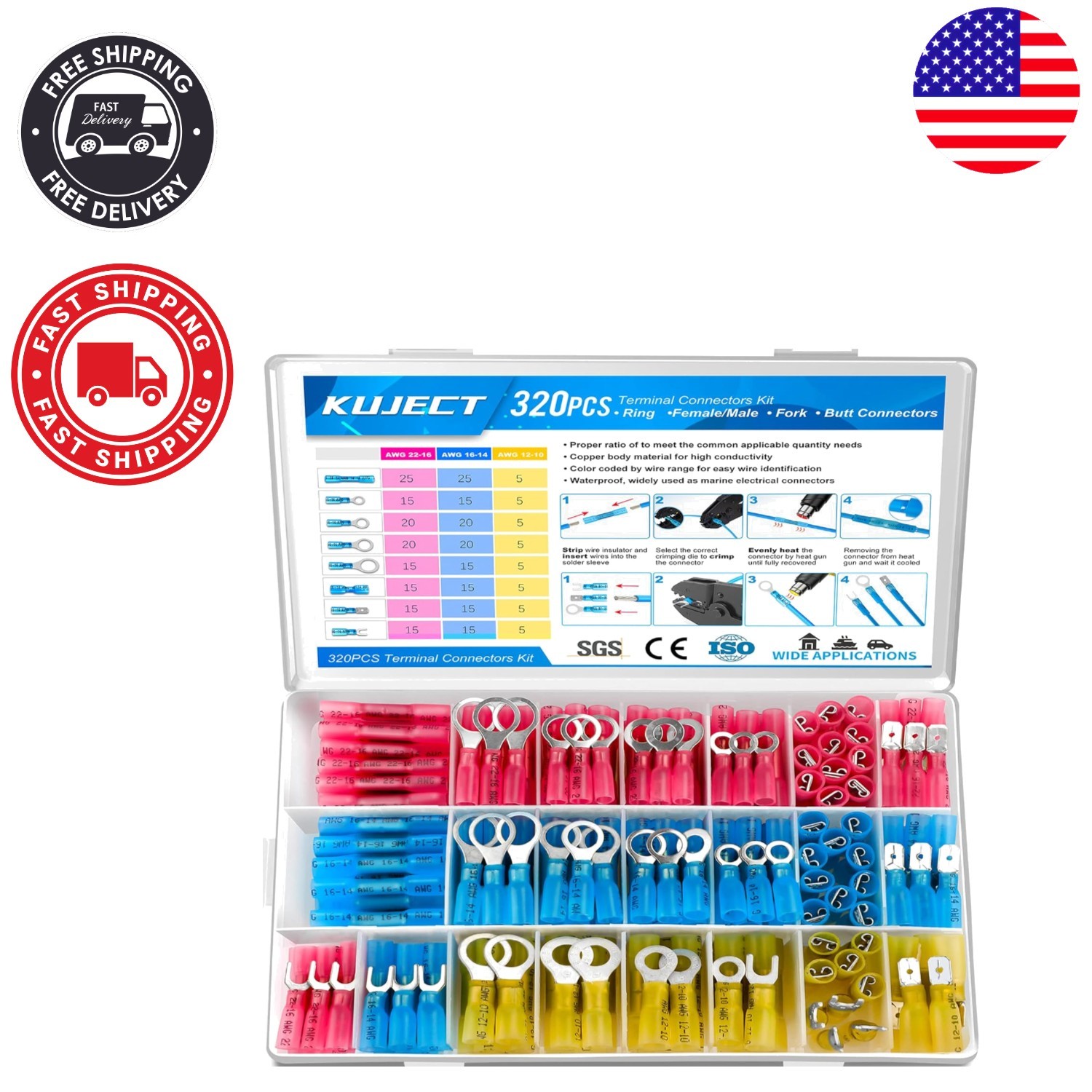 320PCS Heat Shrink Wire Connectors for Reliable Electrical Projects