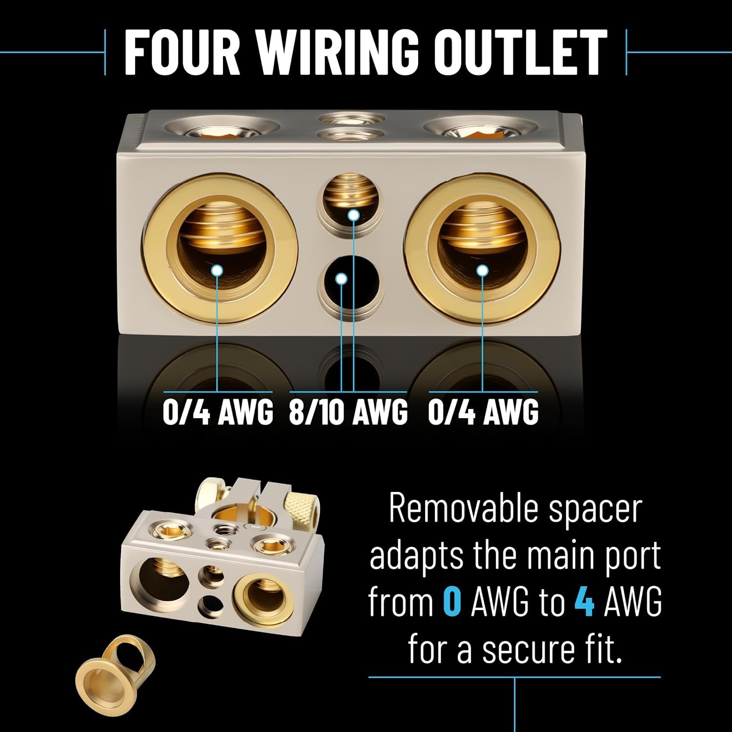 2 Pack Battery Terminal Connectors 0/2/4/6/8/10 AWG Terminals, Car Battery