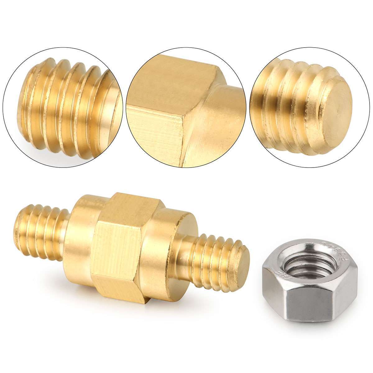 1 Pair 3/8″-16 Brass Side Post Battery Terminal Bolt Standard Extender Stud