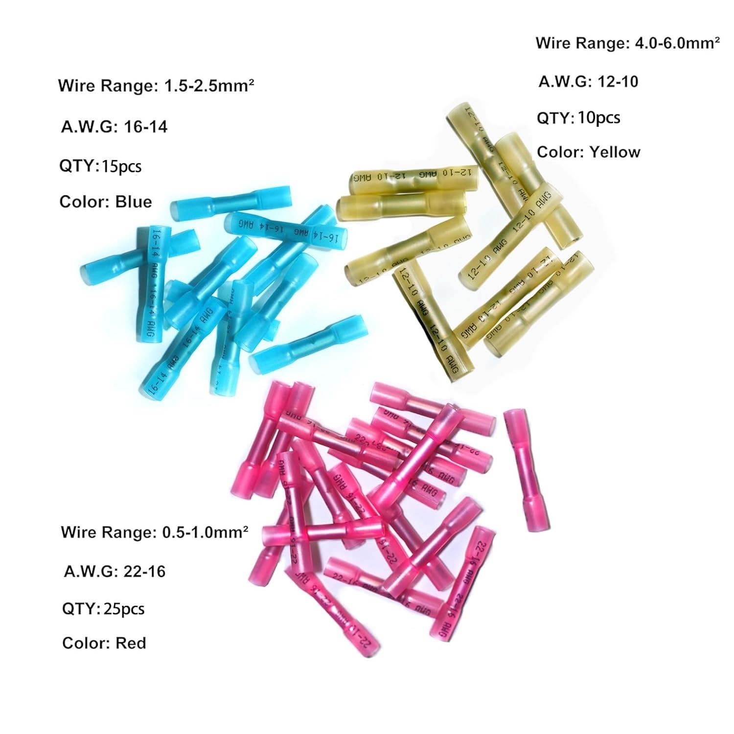 Professional Heat Shrink Wire Connectors – 50 Pcs for Marine & Automotive Use