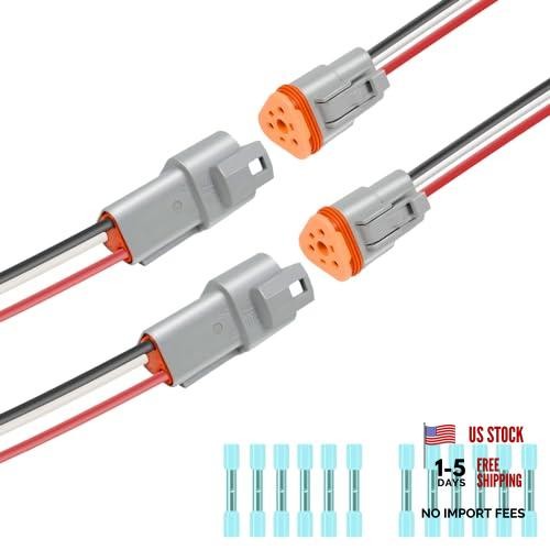 2 Kit Deutsch DT 3 pin Grey Male Female Wiring Harness Deutsch 2Set Grey 3Pin