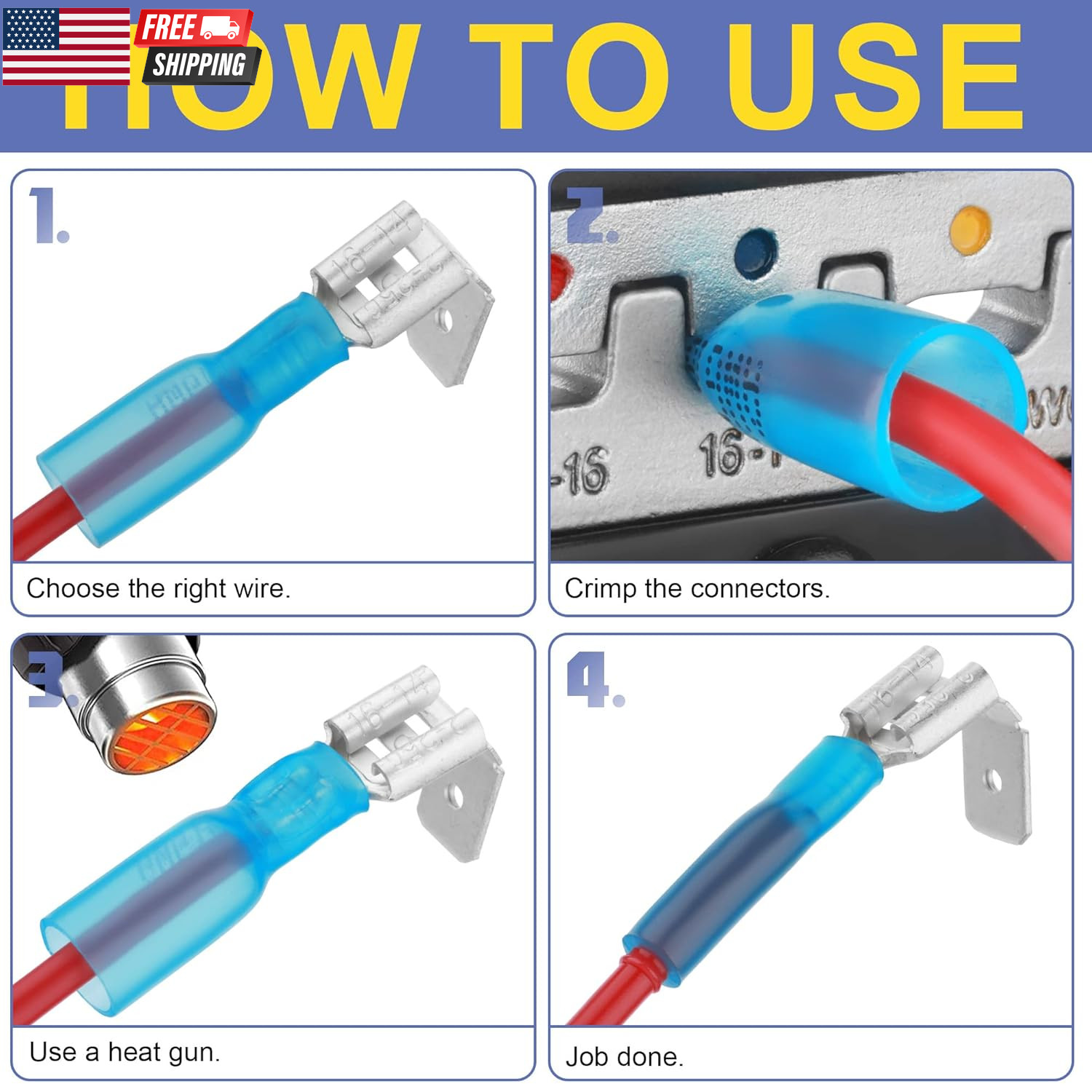 260PCS Heat Shrink Spade Connectors – Quick Disconnect Female & Male Spade Termi
