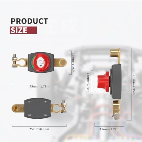 Hyanne Heavy-Duty Battery Disconnect Switch 275A 12V-48V Kill Switch Top Post