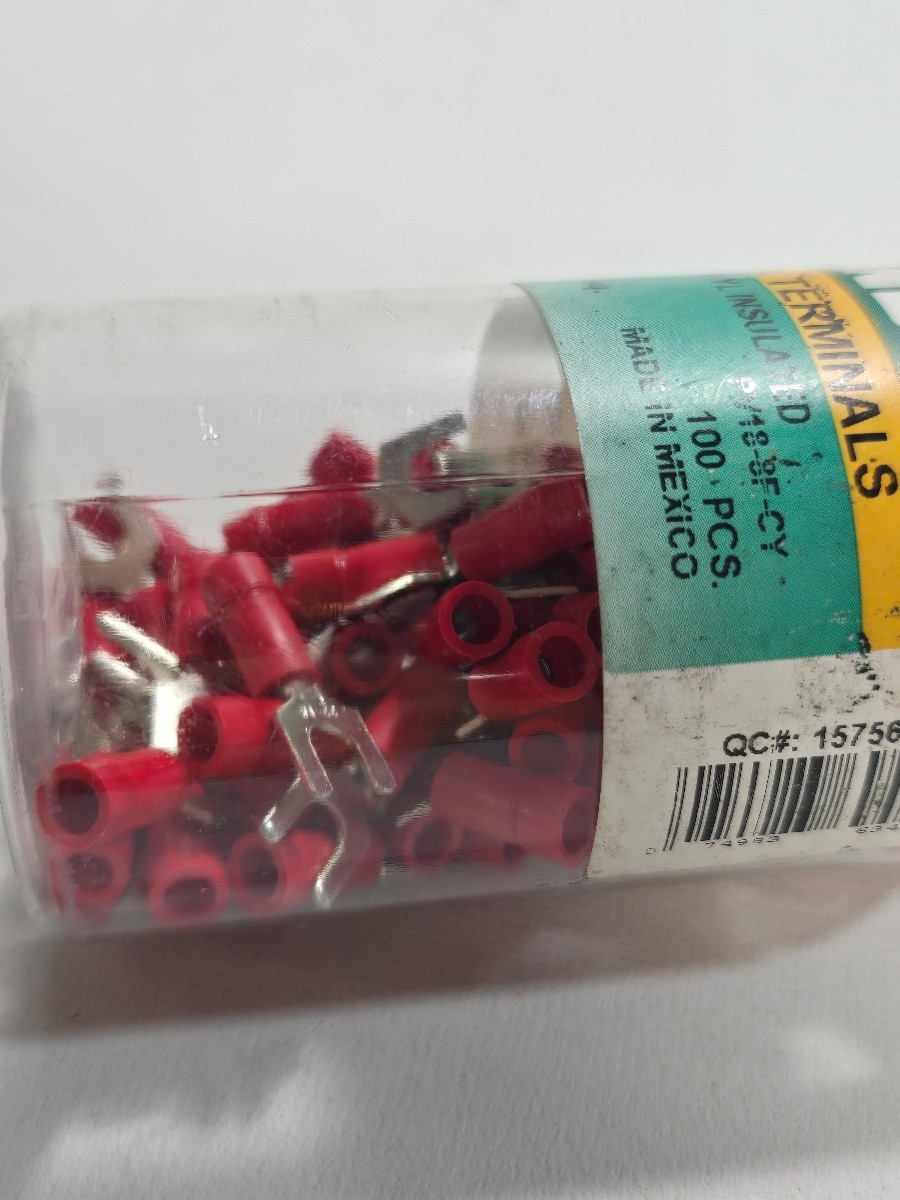 Panduit PV18 8F CY Vinyl Insulated Spade Terminals #8 Stud 100 PCS Bottle