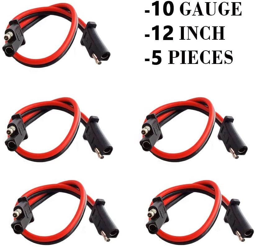 5 Pack 10 Gauge SAE Connector, 12 Volt Connectors 2 Pin Quick Disconnect | 12