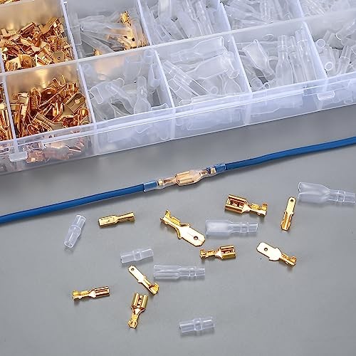 600 Pcs 2.8mm 4.8mm 6.3mm Male and Female Wire Spade Connectors and Insulating