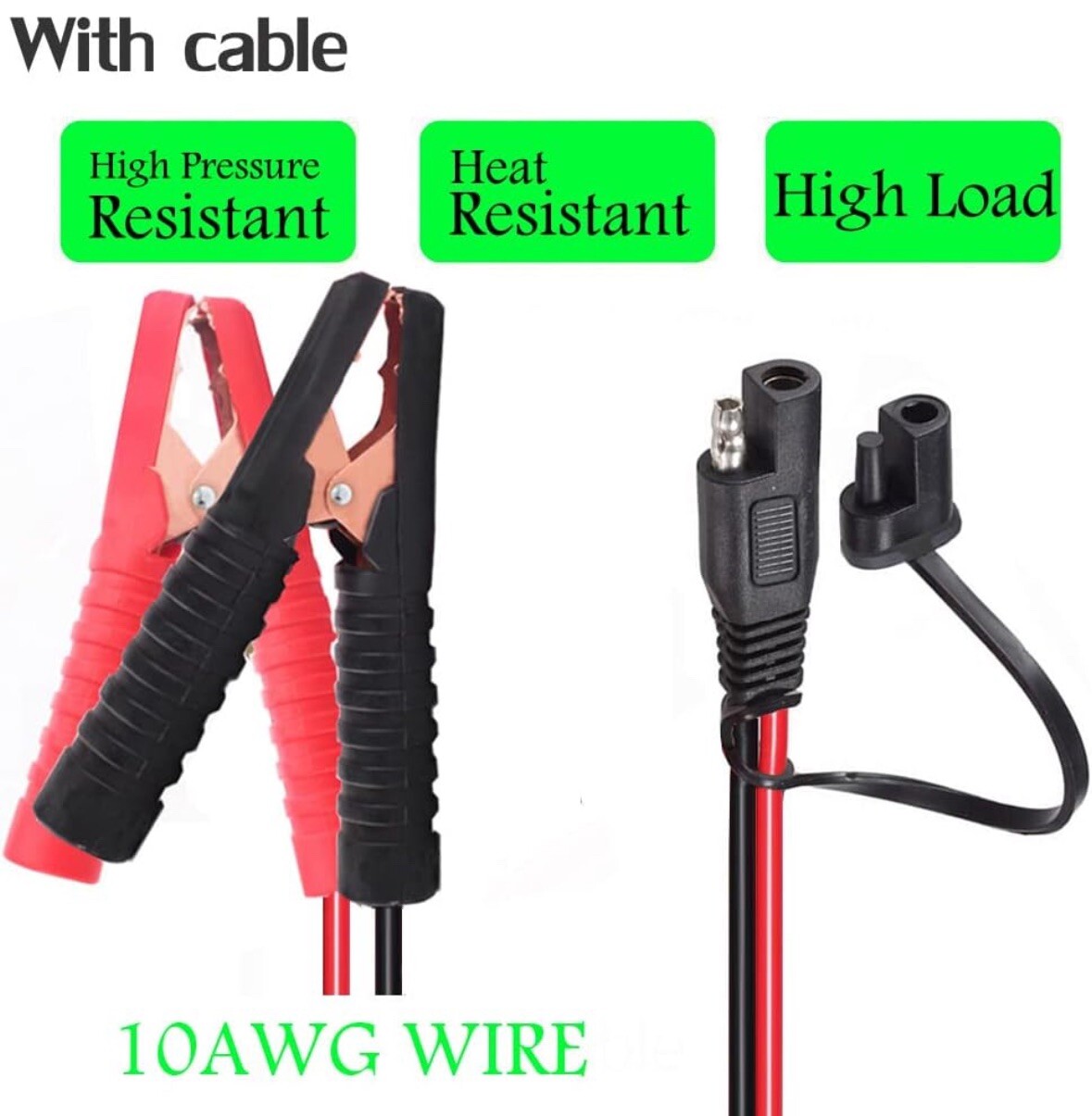 Battery Alligator Clips,10AWG Battery Charger Clamps.SAE Quick Release Adapter t