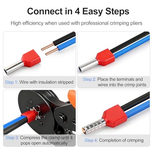 AWG 18/1.0mm² Wire Copper Crimp Connector Twin Insulated Ferrule Pin Cord End