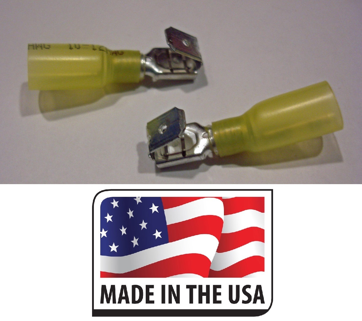 25 Yellow 10-12 AWG 3M Heat Shrink Piggyback Quick Disconnect Terminal .25″ USA