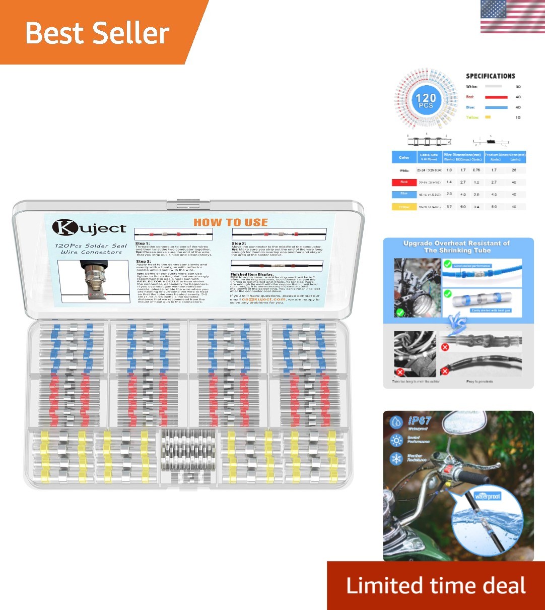 Heat Shrink Solder Seal Wire Connectors Kit 120PCS | 26-10 AWG Waterproof Ele…