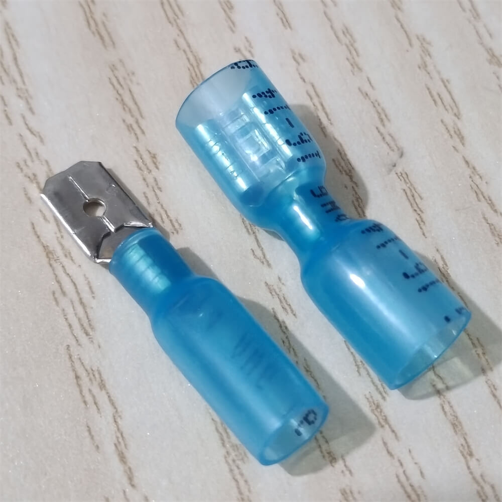 Blue Waterproof Spade Female/Male Heat Shrink Wire Connectors Terminals 16-14AWG