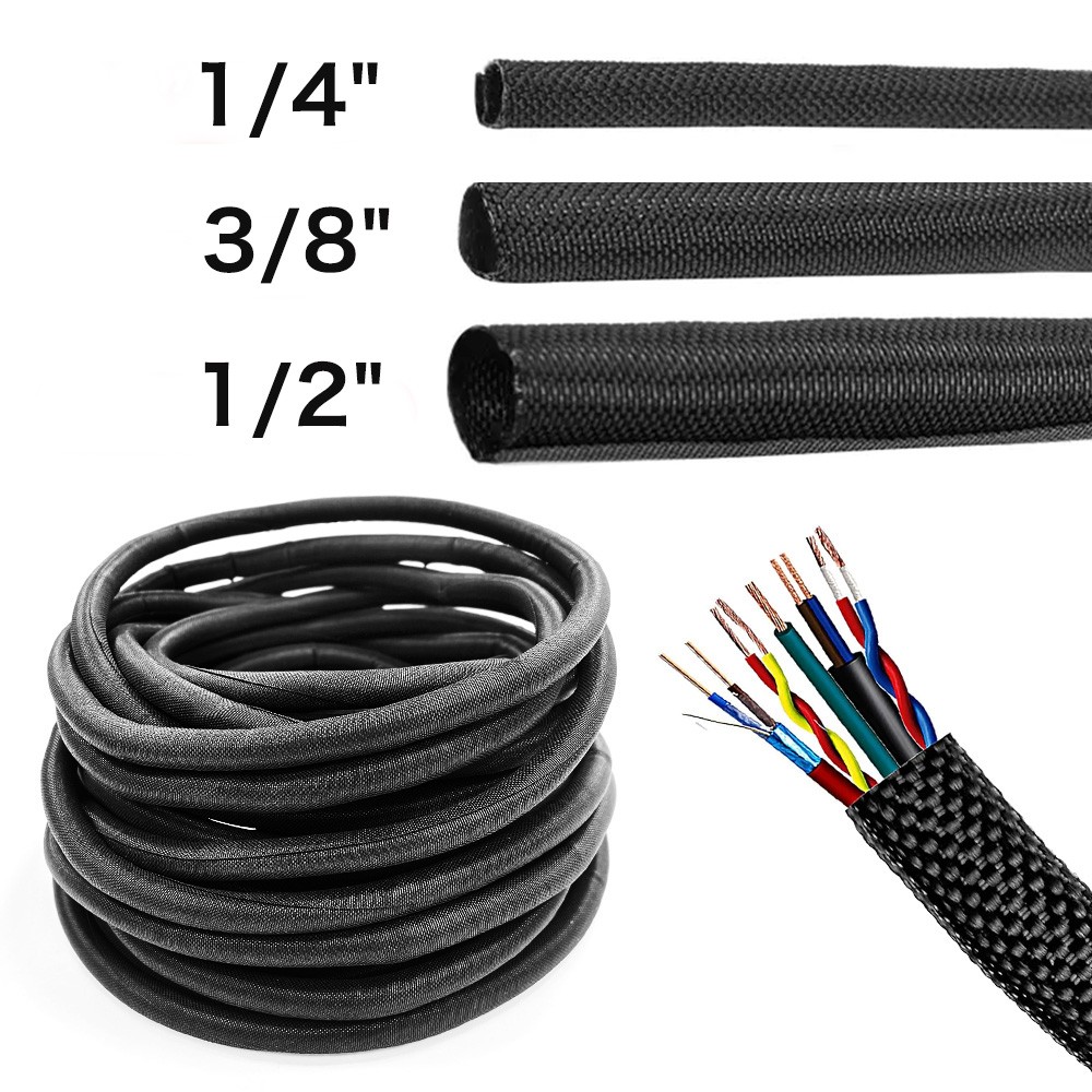 Braided Split Sleeving Wire Loom Tubing Cable insulated Sleeve Cord Protector