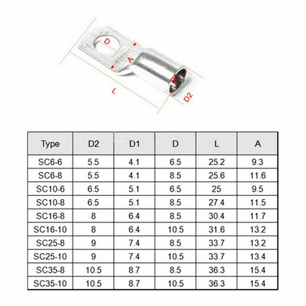 260Pcs Battery Copper Wire Lugs Kit Crimp Cable Ends Ring Terminals with Tubing