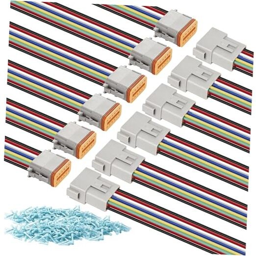 Deutsch DT 12 Pin Wiring Harness Connector 6 Kits, Deutsch 12Pin 6 Sets-Grey