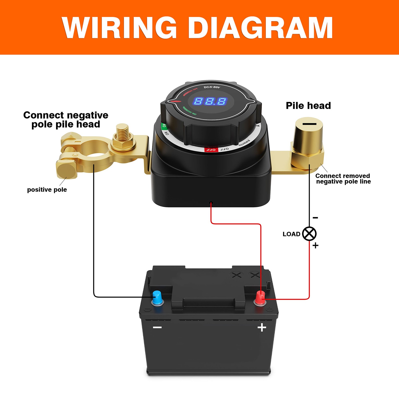 On-Off Marine Car RV 5-80V Battery Power Cut Master Switch Disconnect Isolator