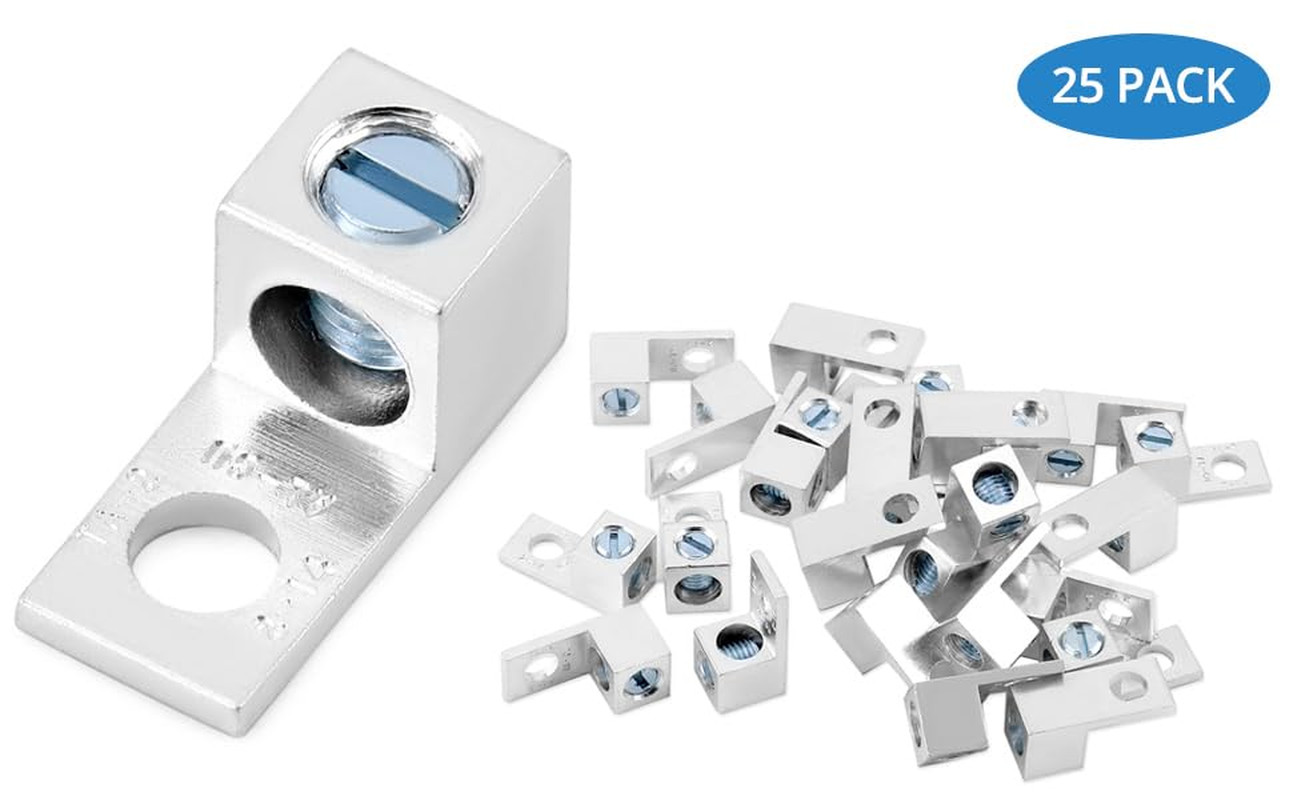 Aluminum Alloy Mechanical Lugs, 25Pcs Tin-Plated Cable Connectors with 5/16-24 S