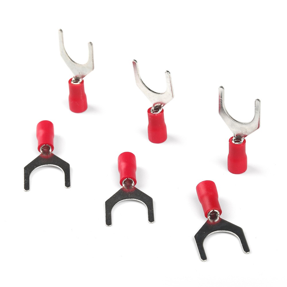 SV1.25-10 Red 22-16 AWG Insulated Crimp Fork Spade Terminal Connectors 100PCS