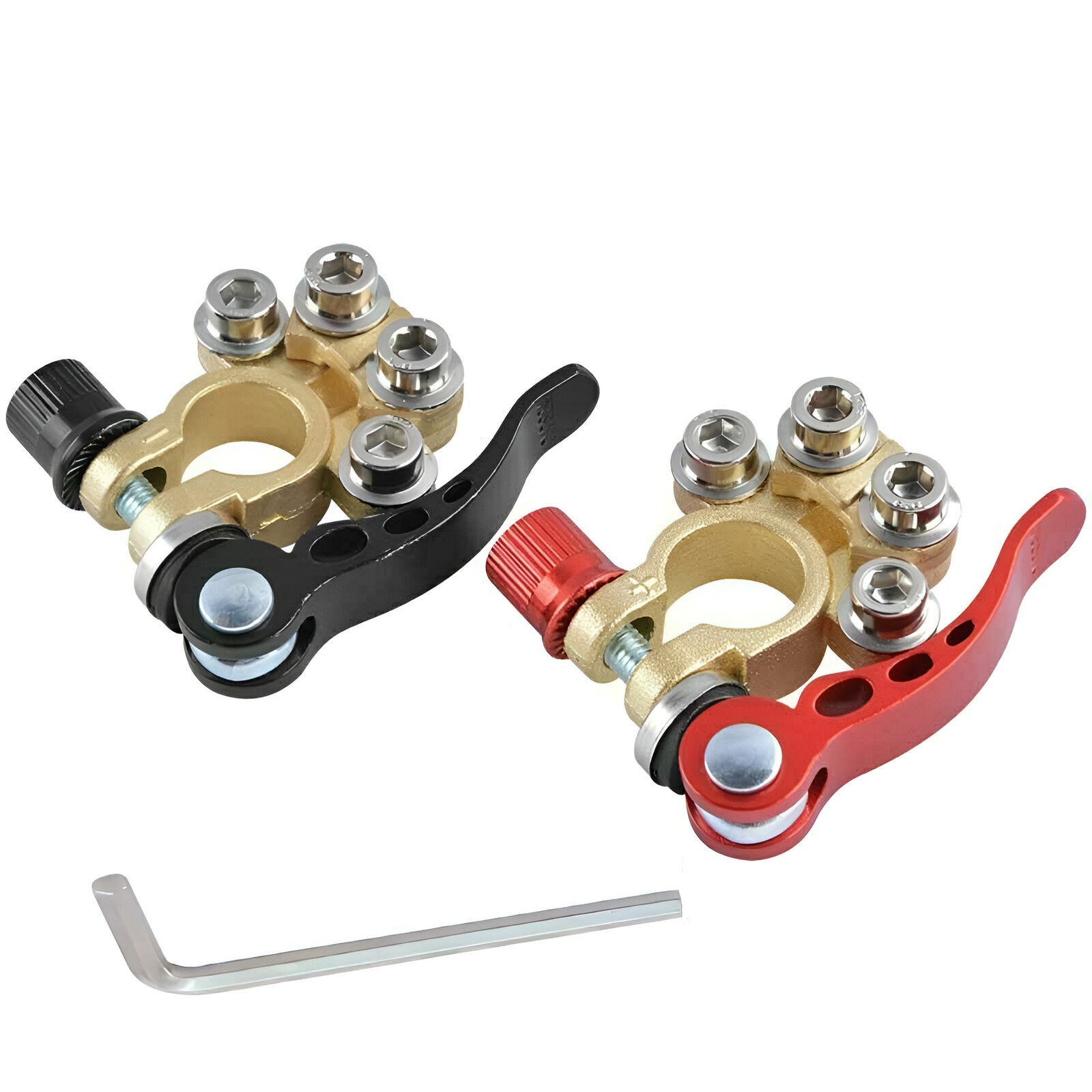 2PCS 4 Way Car Battery Terminal Clamp Connectors Quick Release Disconnect Tool