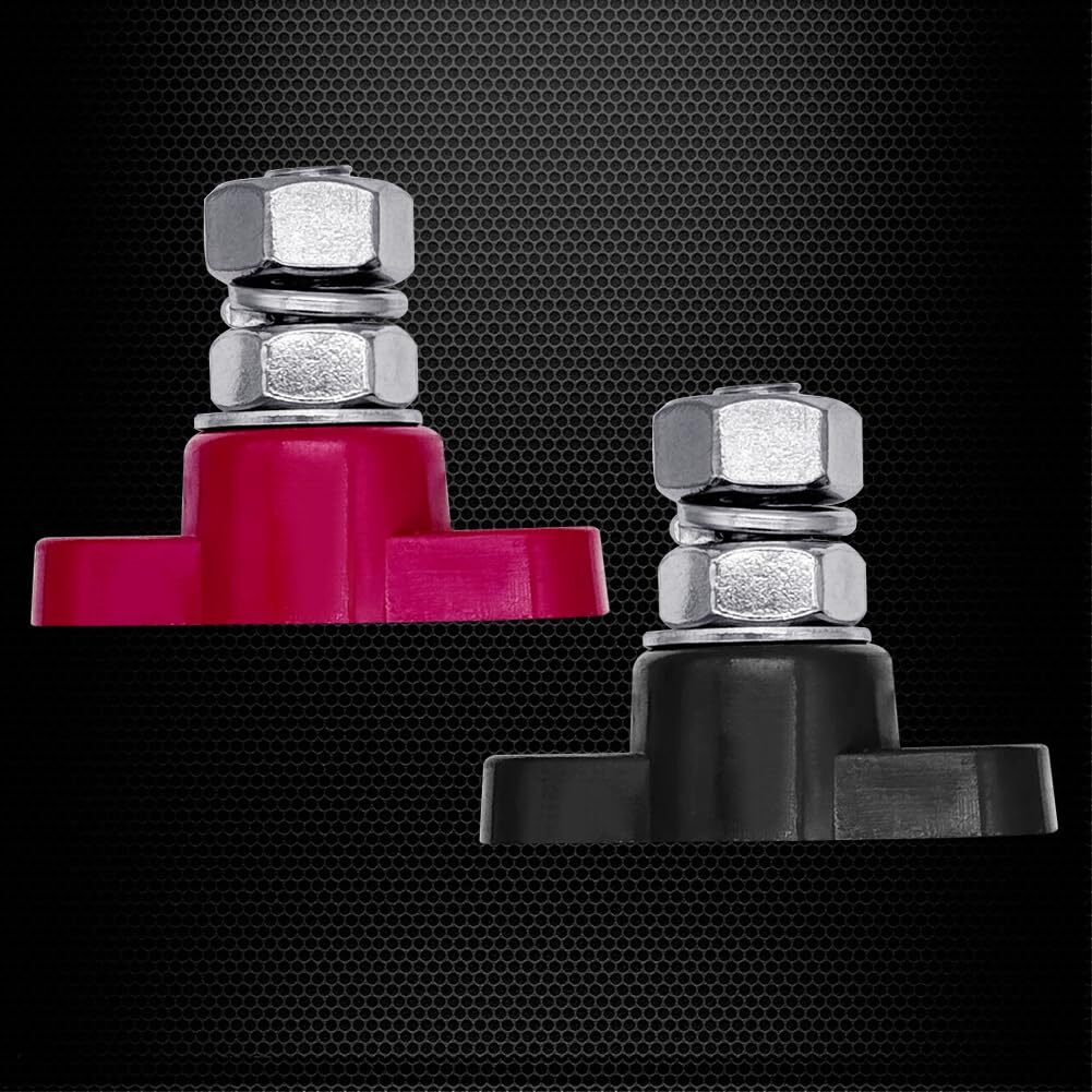 2PCS Red Black 3/8″ Single Stud Battery Junction Posts Block Power Distribution