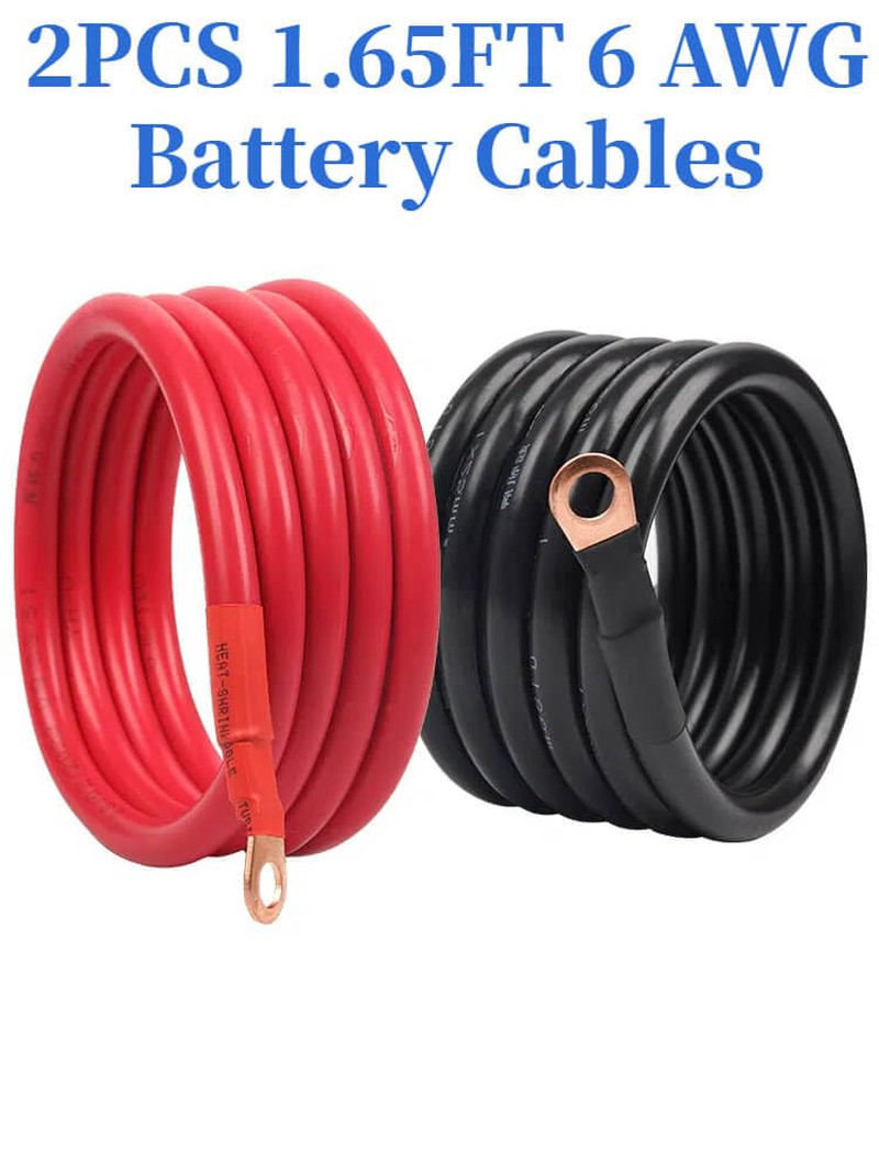 Battery Disconnect Switch, 2PCS 1.65FT 6 AWG Battery Cables with 3/8″ Lug 1PCS H
