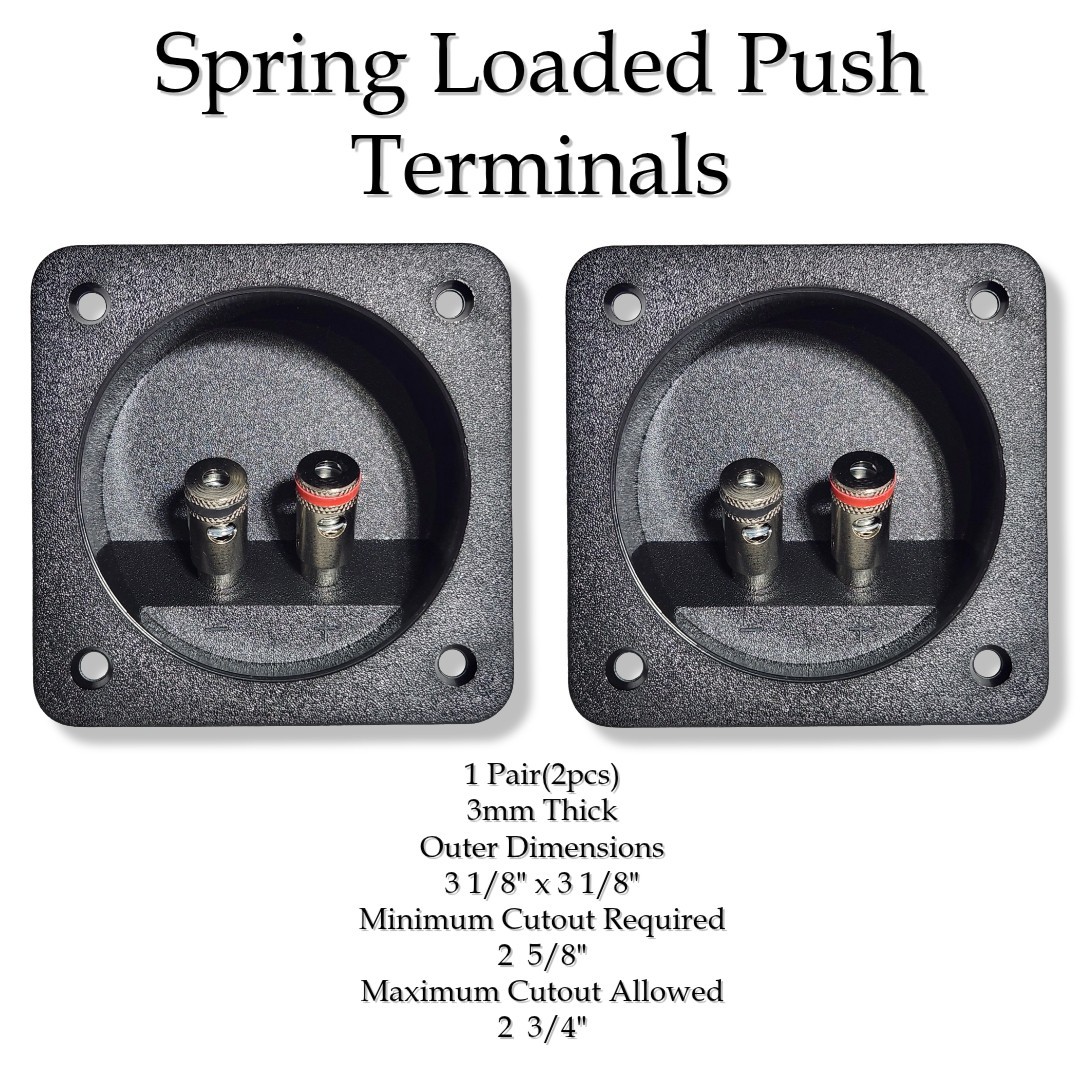 Nickel Speaker box / Subwoofer Box Square Spring Loaded Push Terminals 2Pcs