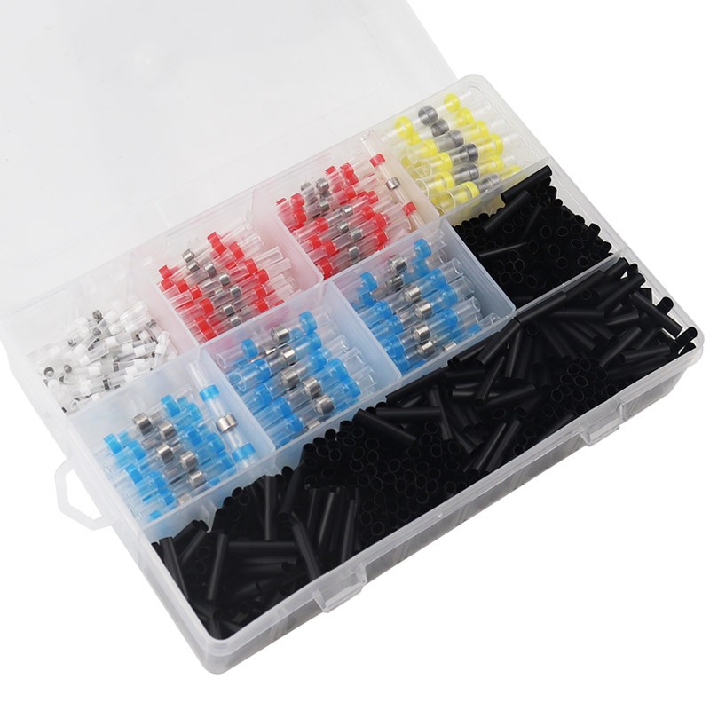 800pc Heat Shrink Connectors Wire Butt Tubing Insulated Solderless Terminals Kit
