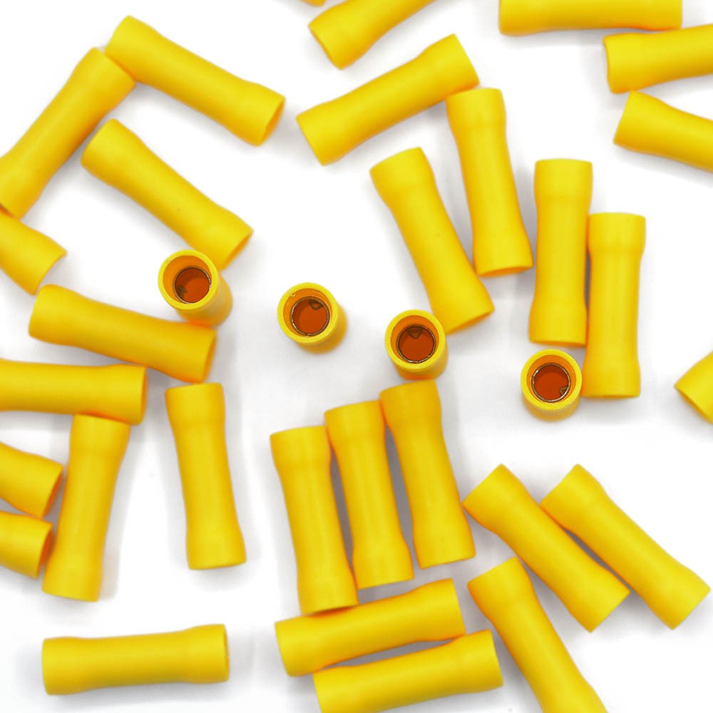 Insulated Butt Connectors 12-10 AWG Electrical Wire Crimp Terminals Yellow USA