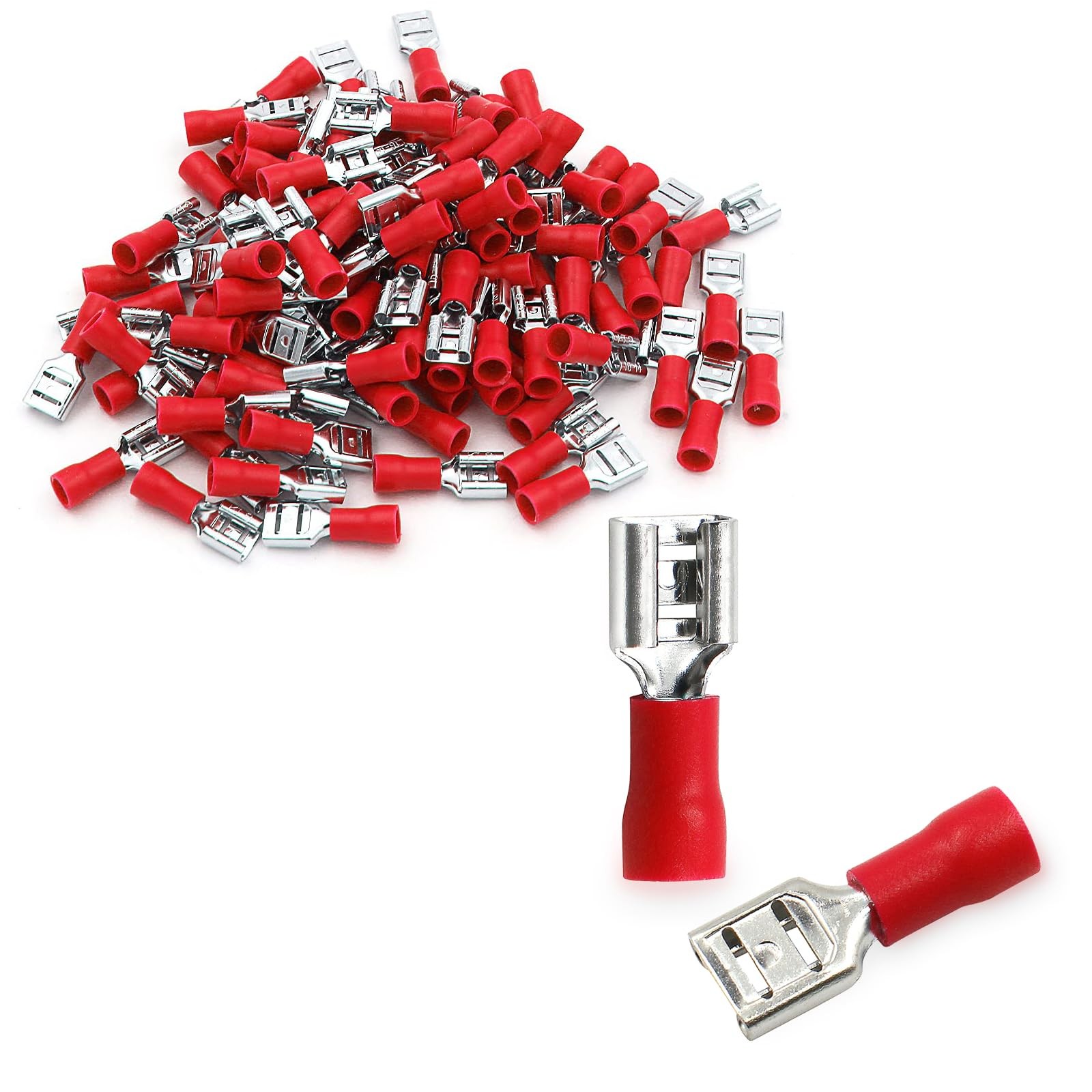 Baomain 1/4″ Female Quick Disconnect Spade Terminals,Insulated Crimp Connecto…