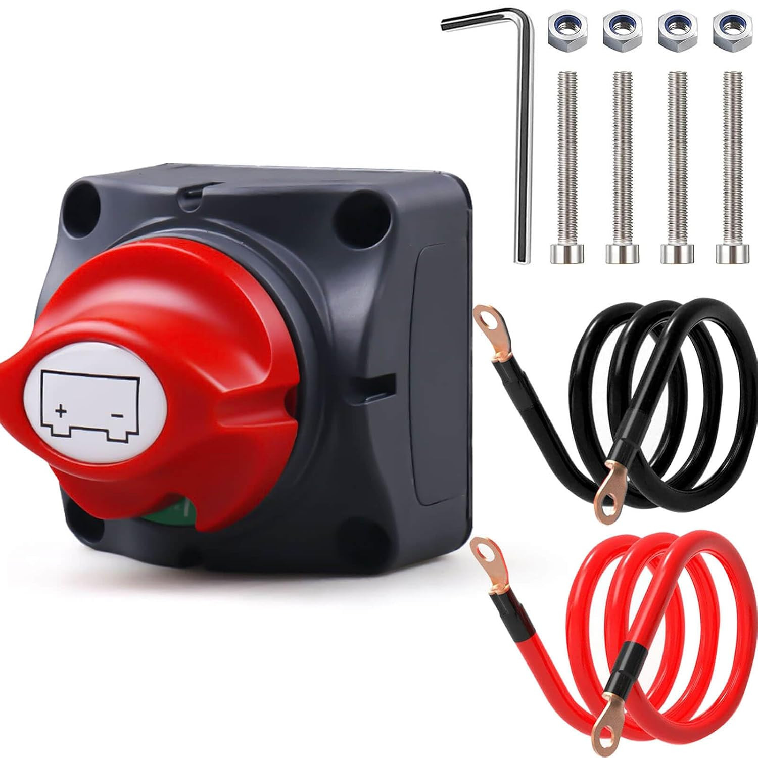 Battery Disconnect Switch, 2PCS 1.65FT 6 AWG Battery Cables with 3/8″ Lug 1PCS H