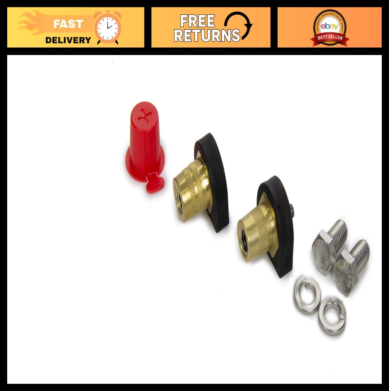 Top Post Battery Terminal Kit, 3/8″ Female & 6mm Male, 2 Gauge, Brass Hardware