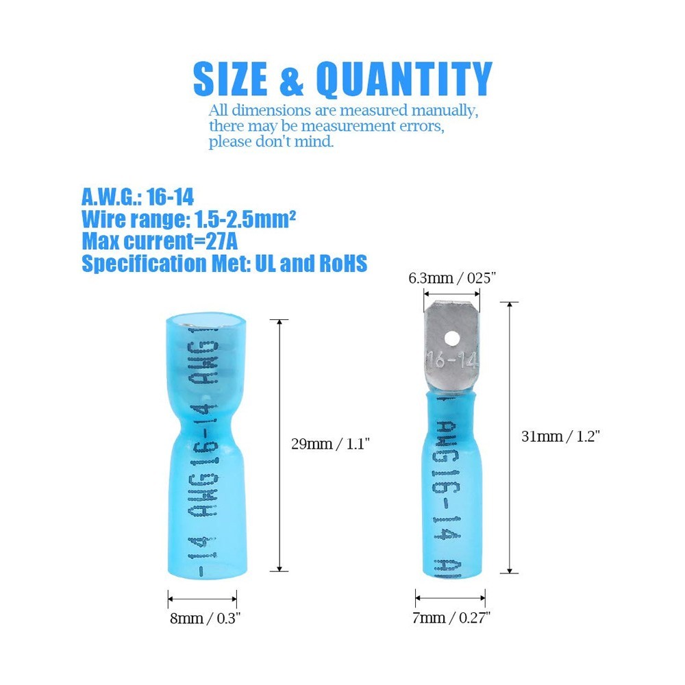 220Pcs Heat Shrink Spade Wire Connectors Waterproof Crimp Terminals Solder Sea