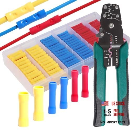230PCS Wire Butt Connectors Assortment Kit Crimper Stripper Crimping Tool 22