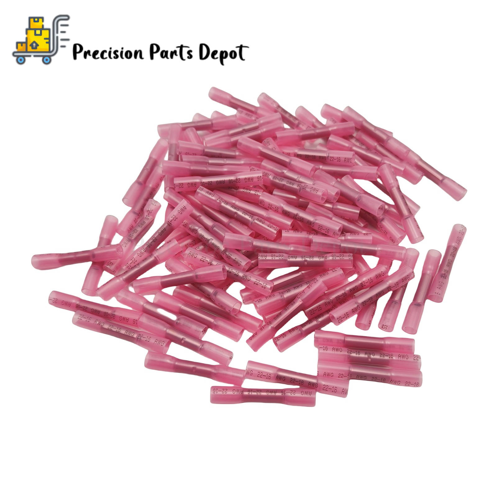 22-16AWG Red Heat Shrink Wire Butt Connectors Waterproof Splice Terminals 100PCS