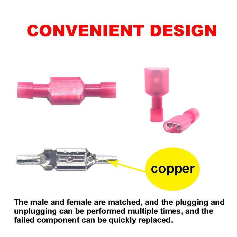 20-300PCS Electrical Wire Crimp Spade Terminals Nylon Fully Insulated Connectors