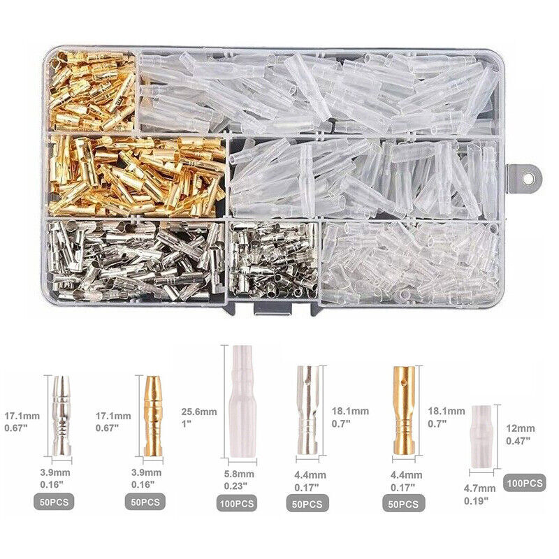 400X Assortment Male Female Bullet Terminals Electrical Wire Crimp Connector Kit