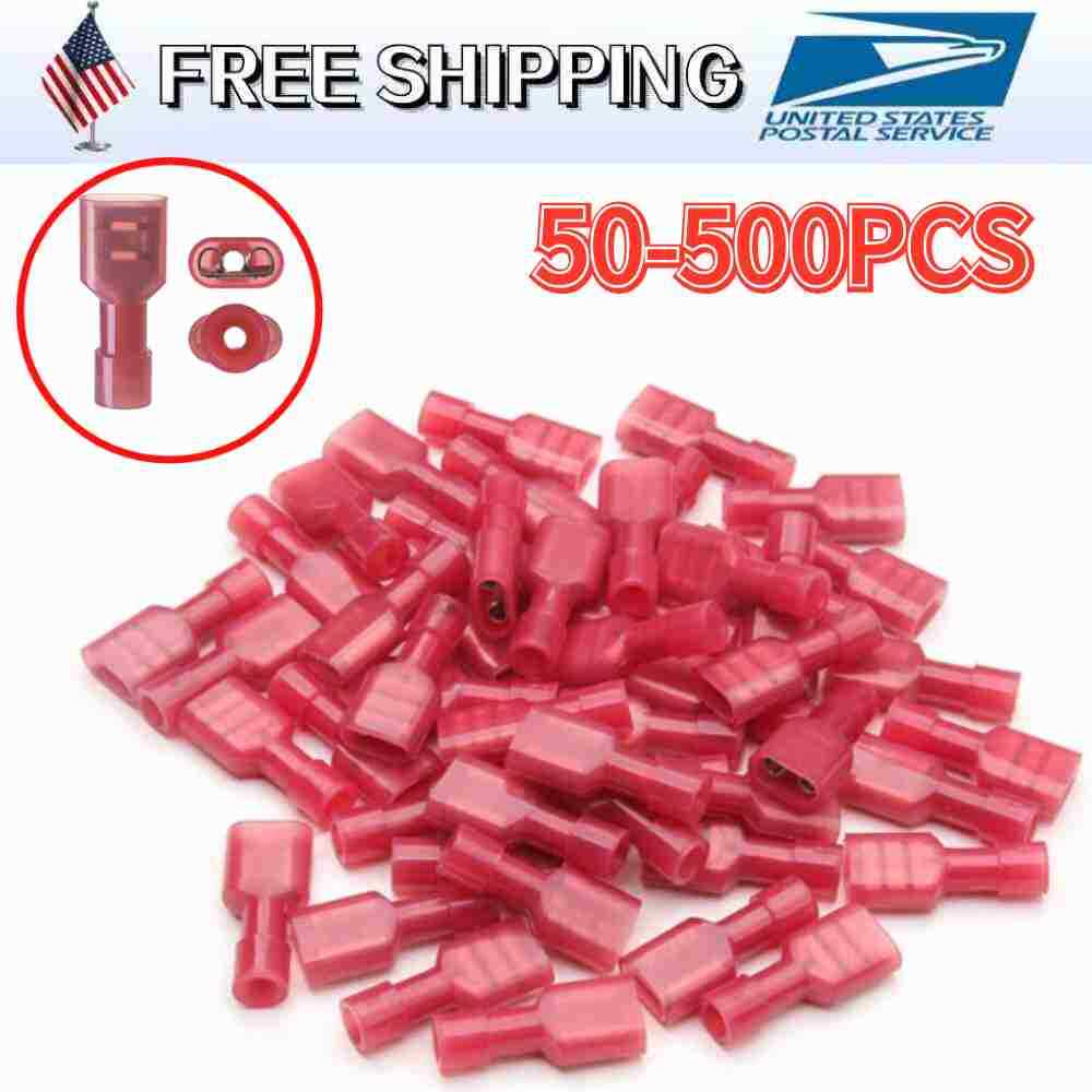 AWG22-16 Gauge Nylon Wire Crimp Female Terminals Insulated Spade Connector Red