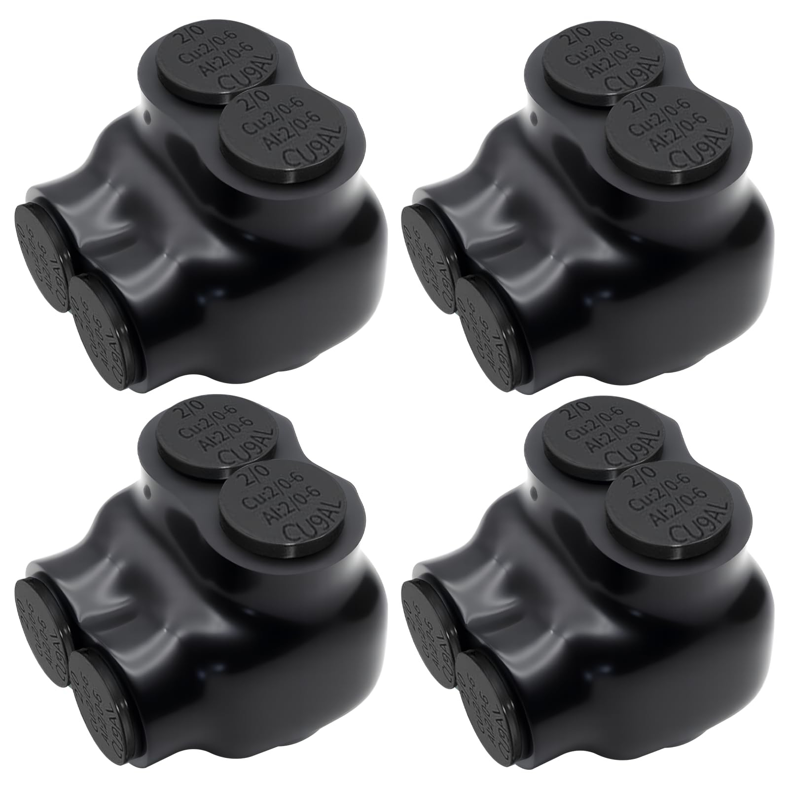 2/0-6AWG Wire Range Black Insulated in-Line Splice Connector 2 Ports 1.65”L x…