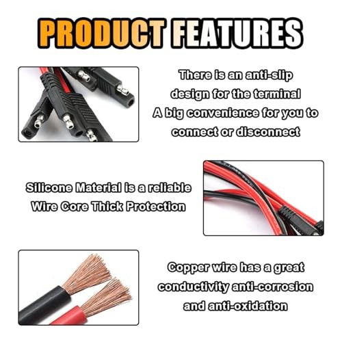 GLSOWEE 5PCS 12 Gauge 2 Pin Quick Disconnect Polarized Wire Harness, 12 Inch