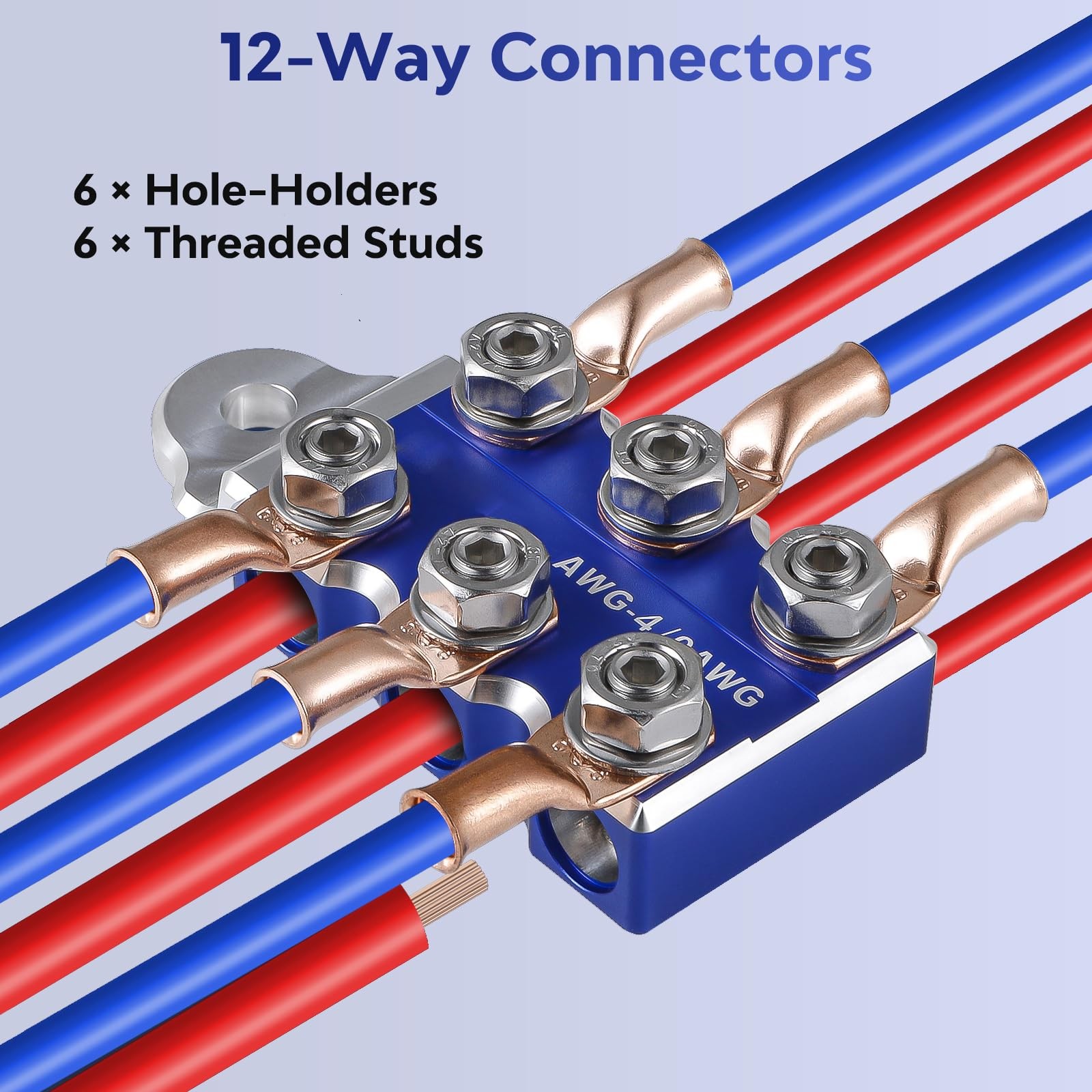12Way Lead Acid Battery Terminal Connectors Top Clamps 8AWG to 4/0 AWG
