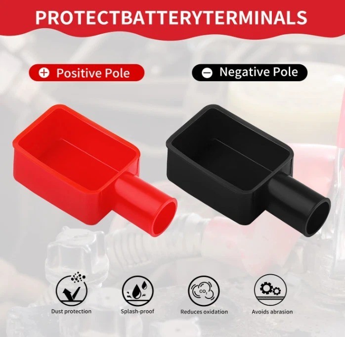 2PCS Battery Terminal Covers Cap, Positive Negative Insulating Protector, Car