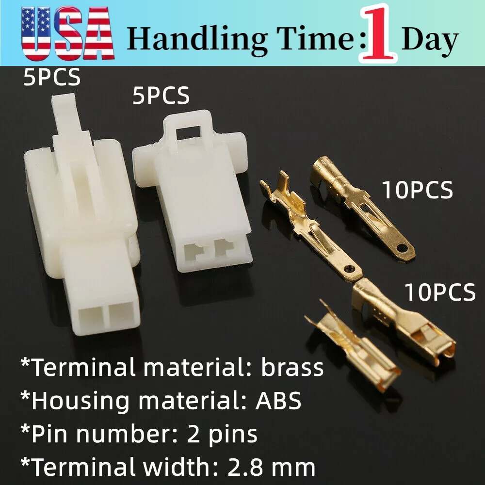 5 Sets Male Female Plug 2-Pin Housing 2.8mm Spade Terminals Wire Connectors